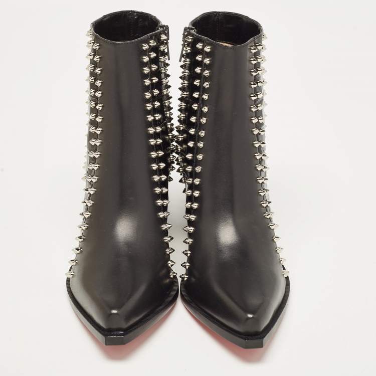 Pre Owned Christian Louboutin Black Croc Embossed and Leather With My Guitar Donna Boots Size 39.5