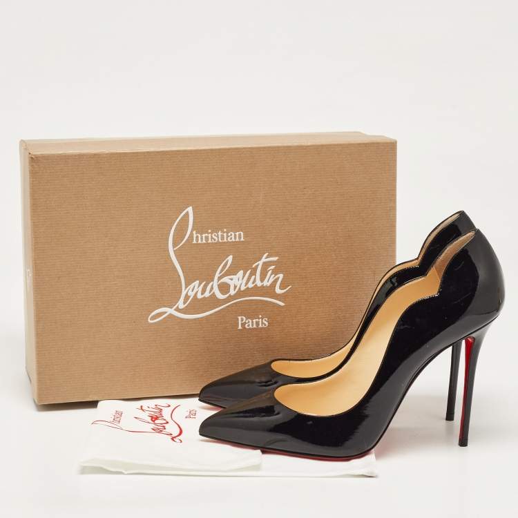 Pre Owned Christian Louboutin Black Patent Leather Hot Chick Pumps Size 41