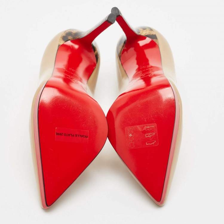 Pre Owned Christian Louboutin Beige Leather Pigalle Plato Pumps Size 36