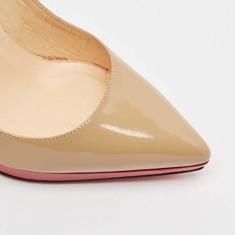 Pre Owned Christian Louboutin Beige Leather Pigalle Plato Pumps Size 36