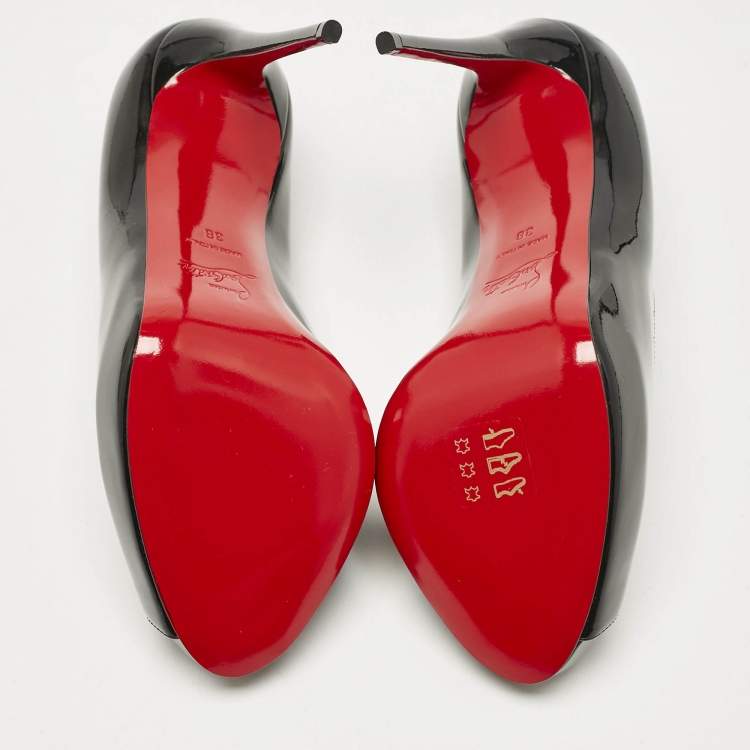 Pre Owned Christian Louboutin Black Patent Leather Hot Chick Alta Pumps Size 38