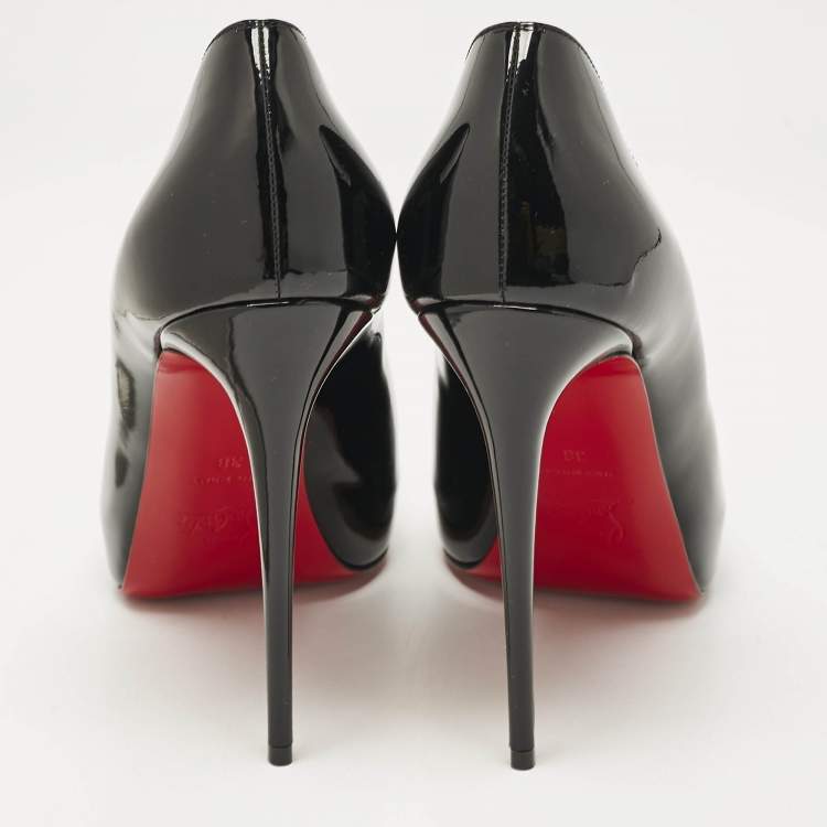 Pre Owned Christian Louboutin Black Patent Leather Hot Chick Alta Pumps Size 38