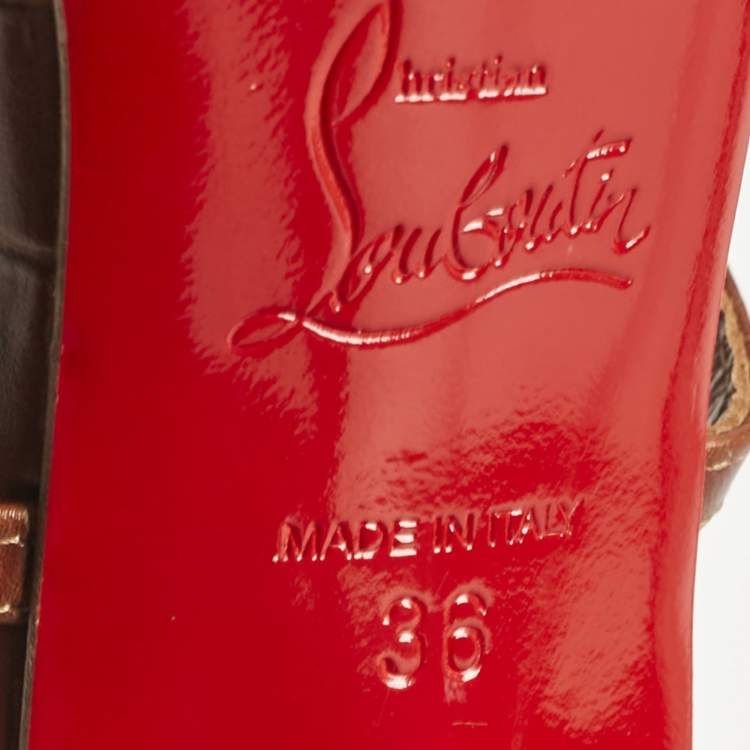 Pre Owned Christian Louboutin Brown Croc Embossed Leather Choca Sandals Size 36