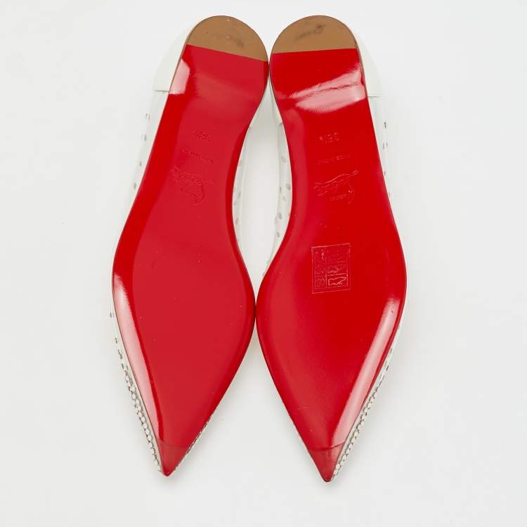 Pre Owned Christian Louboutin Transparent PVC and Leather Follies Strass Ballet Flats Size 38.5