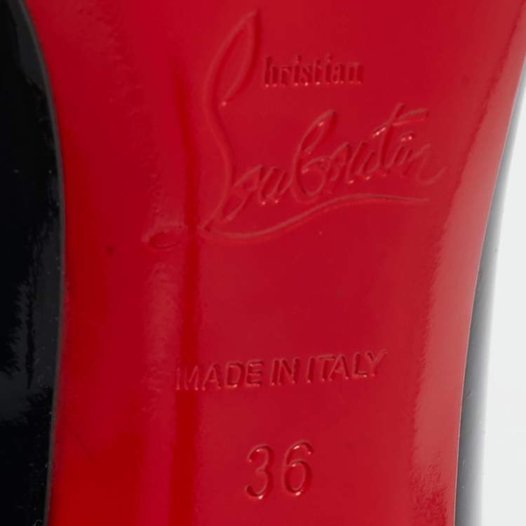 Pre Owned Christian Louboutin Black Patent Leather and Suede Queue Di Pie Pumps Size 36