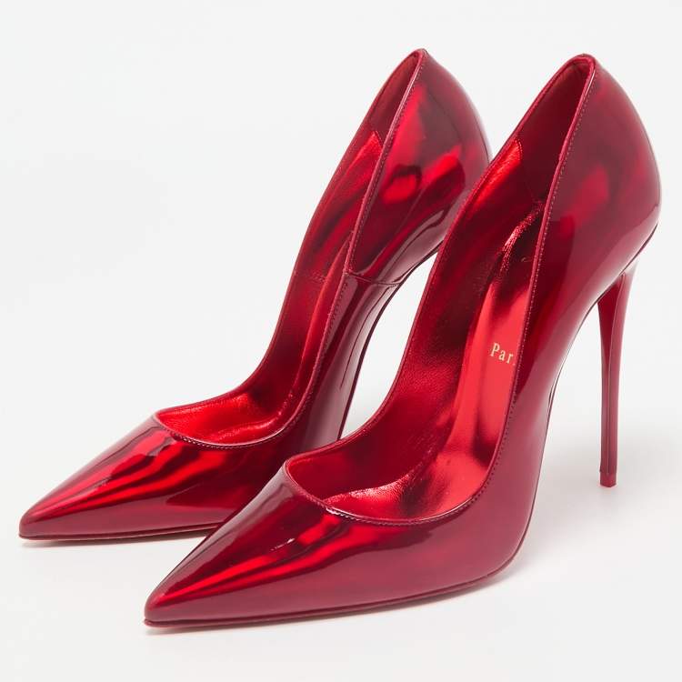 Pre Owned Christian Louboutin Red Patent Leather So Kate Pumps Size 40
