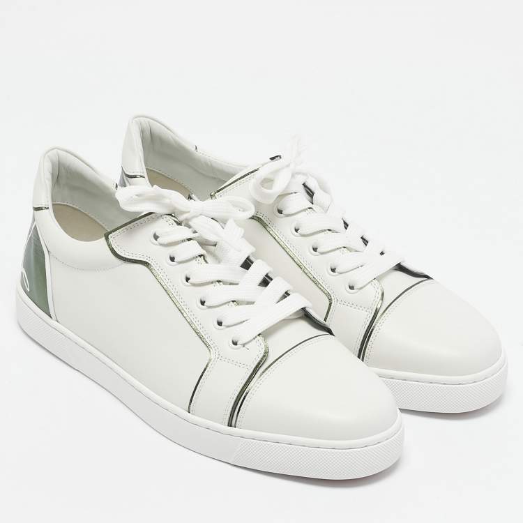 Pre Owned Christian Louboutin White/Green Leather Fun Vieira Sneakers Size 41