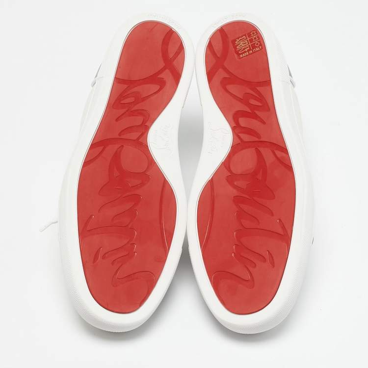 Pre Owned Christian Louboutin White/Green Leather Fun Vieira Sneakers Size 41