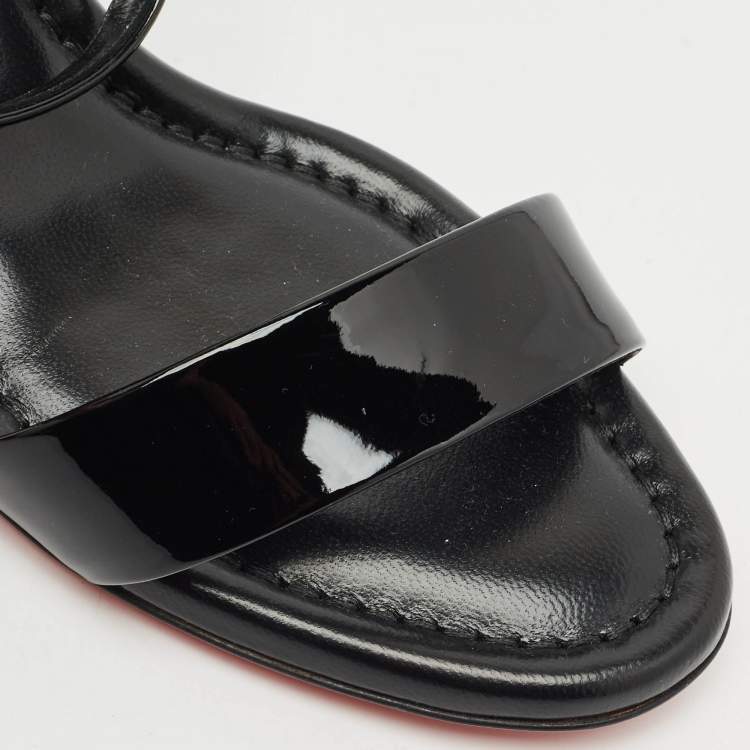 Pre Owned Christian Louboutin Black Patent Leather Miss Sabina Sandals Size 38