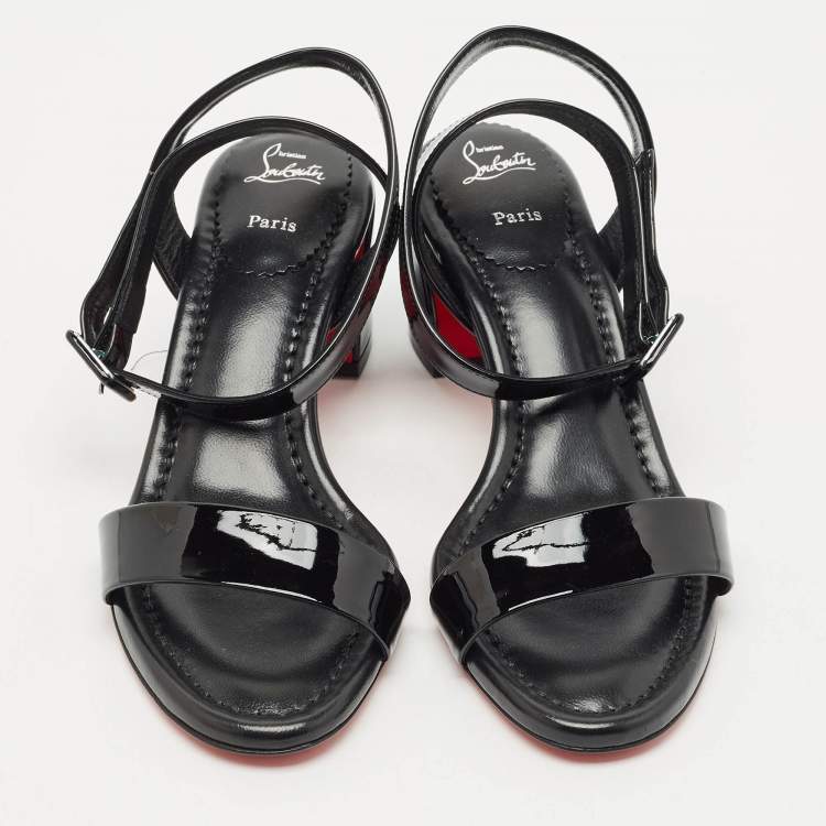 Pre Owned Christian Louboutin Black Patent Leather Miss Sabina Sandals Size 38