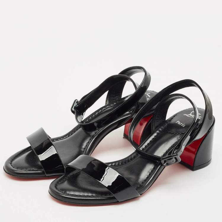 Pre Owned Christian Louboutin Black Patent Leather Miss Sabina Sandals Size 38