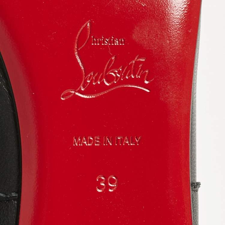 Pre Owned Christian Louboutin Black Leather Mamadrague Square Toe Ballet Flats Size 39