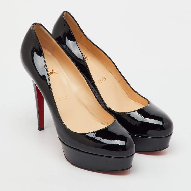 Pre Owned Christian Louboutin Black Patent Leather Bianca Platform Pumps Size 40