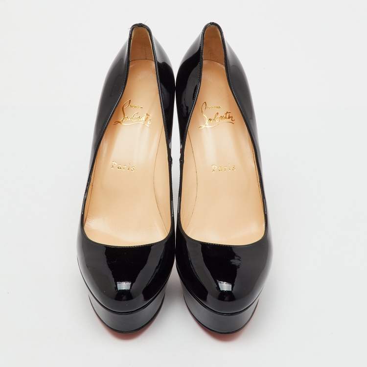 Pre Owned Christian Louboutin Black Patent Leather Bianca Platform Pumps Size 40