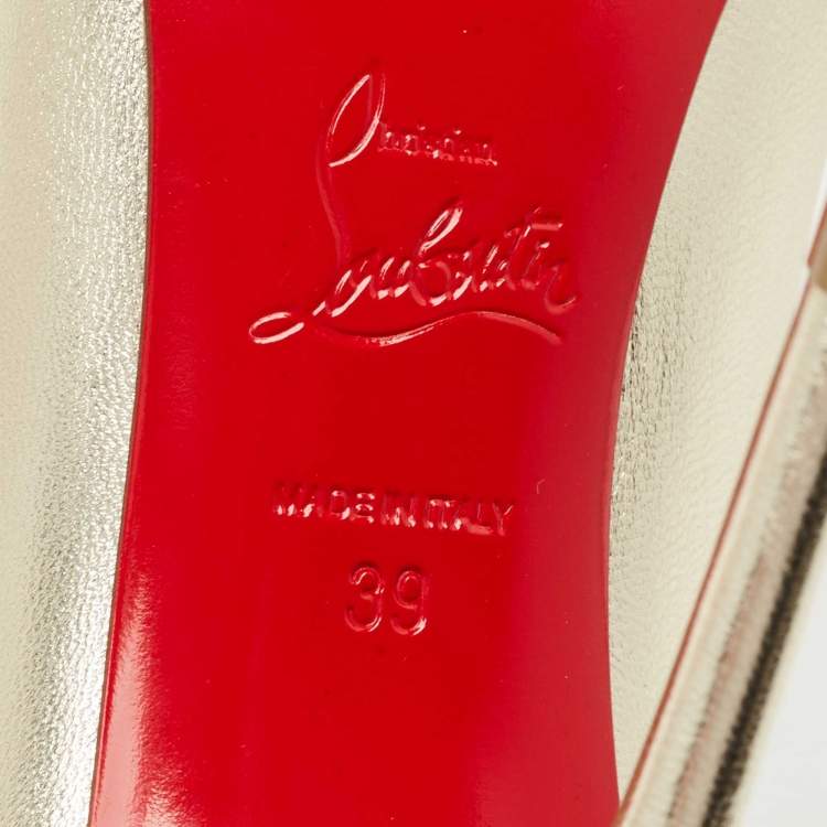 Pre Owned Christian Louboutin Gold Leather Hot Chick Pumps Size 39