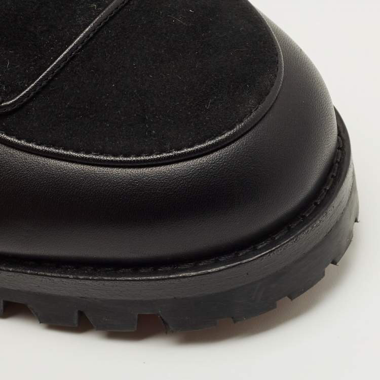 Pre Owned Christian Louboutin Black Suede and Leather Chaletta Ankle Boots Size 37