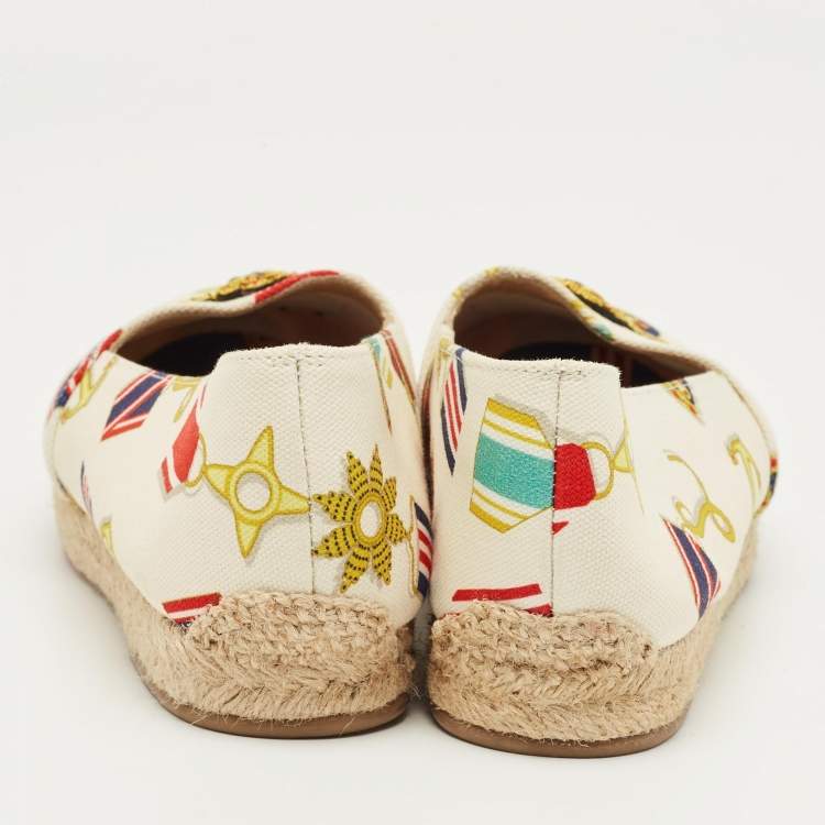 Pre Owned Christian Louboutin Multicolor Canvas Papi Hugo Espadrille Flats Size 37
