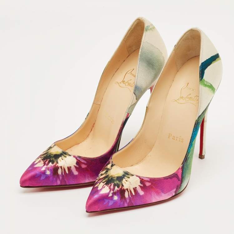 Pre Owned Christian Louboutin Multicolor Fabric Pigalle Pumps Size 36