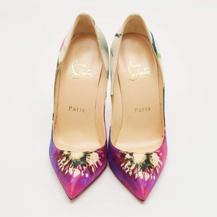 Pre Owned Christian Louboutin Multicolor Fabric Pigalle Pumps Size 36