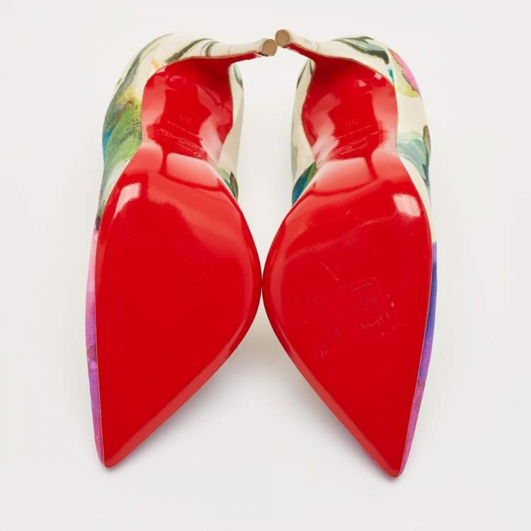 Pre Owned Christian Louboutin Multicolor Fabric Pigalle Pumps Size 36