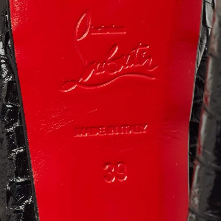 Pre Owned Christian Louboutin Black Python Leather Lady Peep Peep Toe Platform Pumps Size 39