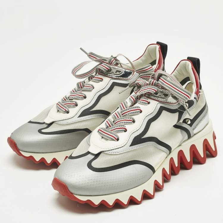 Pre Owned Christian Louboutin White Leather and Mesh Sharkina Low Top Sneakers Size 36