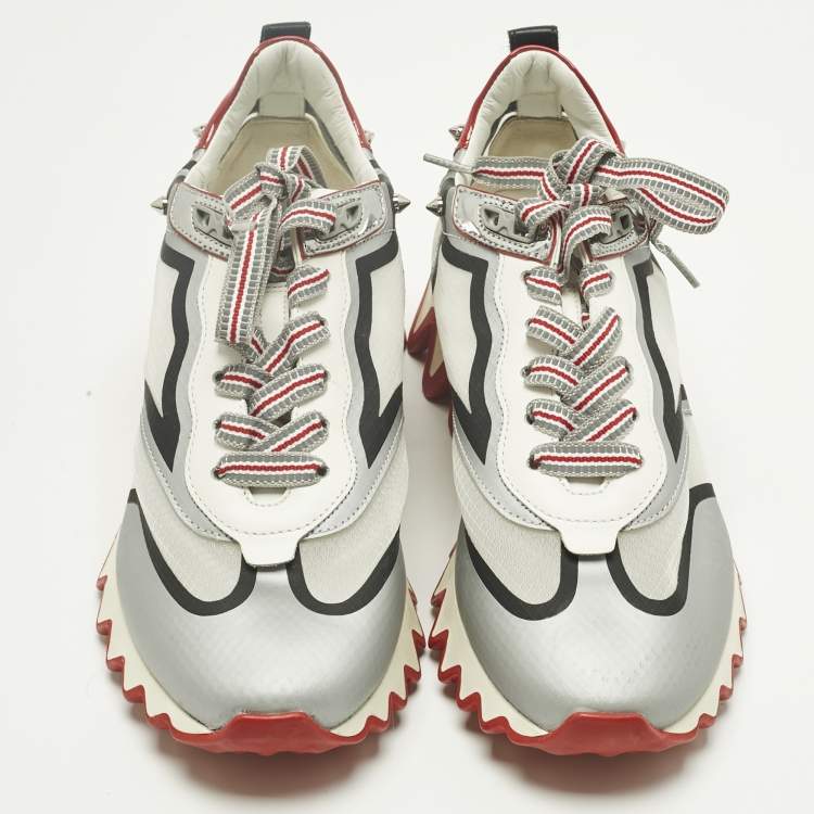 Pre Owned Christian Louboutin White Leather and Mesh Sharkina Low Top Sneakers Size 36