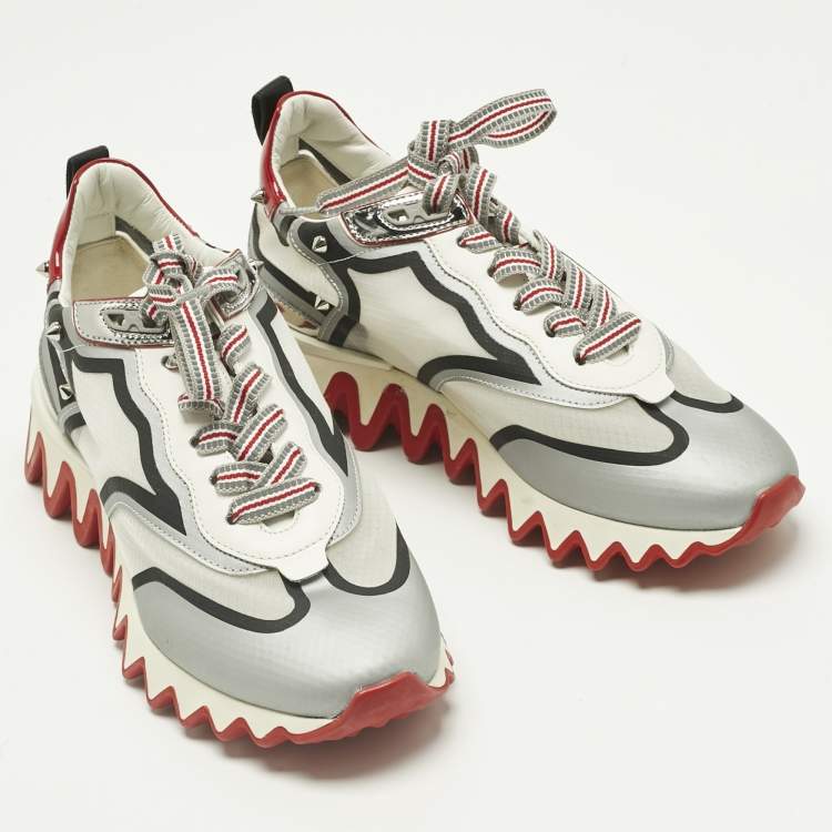 Pre Owned Christian Louboutin White Leather and Mesh Sharkina Low Top Sneakers Size 36
