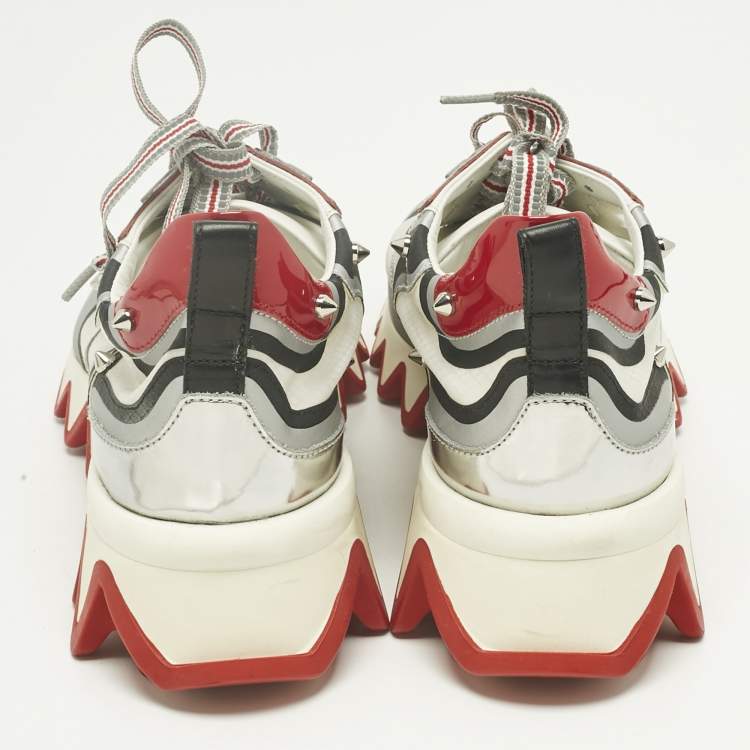 Pre Owned Christian Louboutin White Leather and Mesh Sharkina Low Top Sneakers Size 36