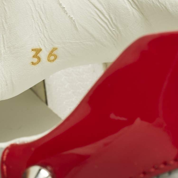 Pre Owned Christian Louboutin White Leather and Mesh Sharkina Low Top Sneakers Size 36