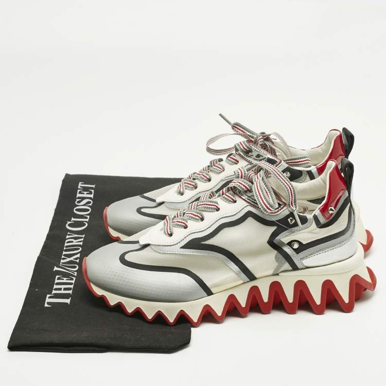 Pre Owned Christian Louboutin White Leather and Mesh Sharkina Low Top Sneakers Size 36