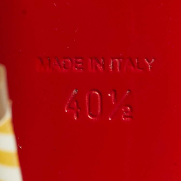 Pre Owned Christian Louboutin Yellow/White Stripes Patent Leather Pigalle Follies Pumps Size 40.5