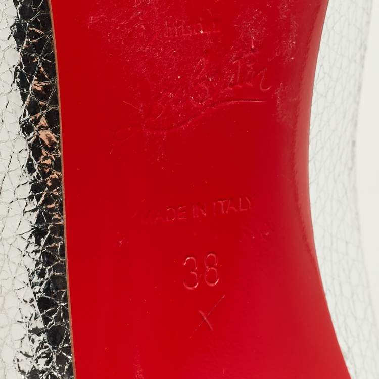 Pre Owned Christian Louboutin So Kate Size 38 Silver Leather Pumps
