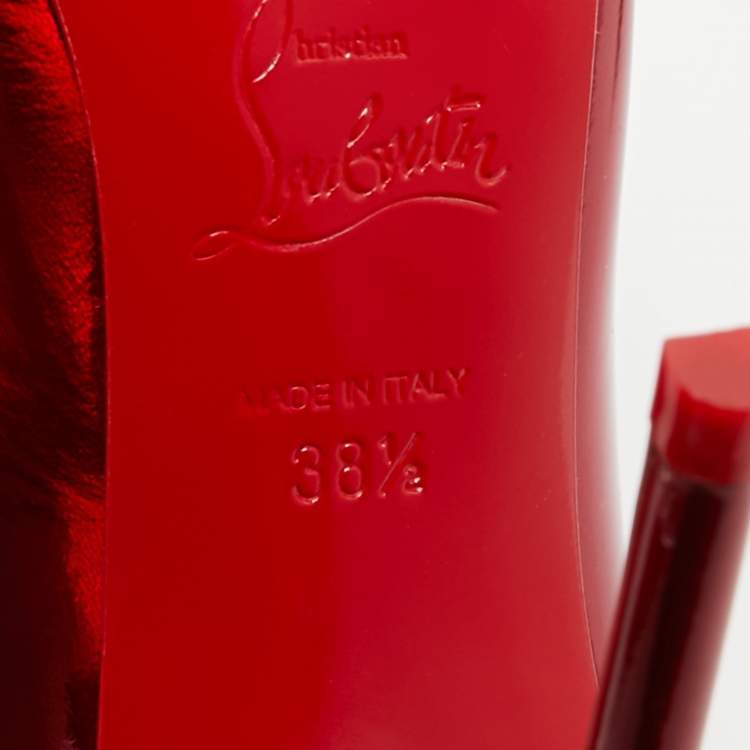 Pre Owned Christian Louboutin Hot Chick Size 38.5 Red Patent Leather Pumps
