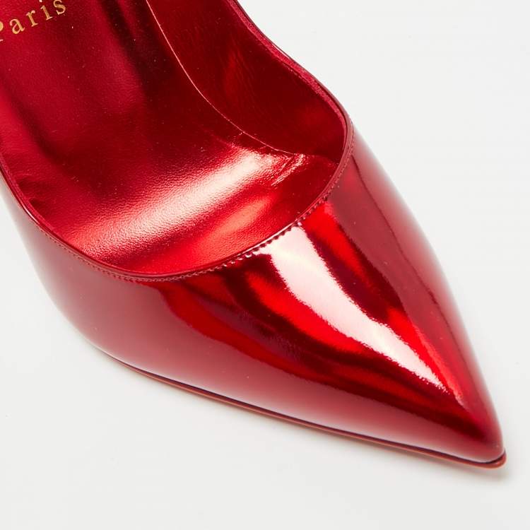 Pre Owned Christian Louboutin Hot Chick Size 38.5 Red Patent Leather Pumps