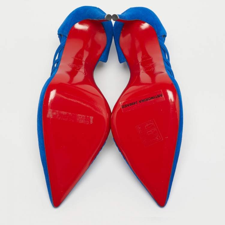 Pre Owned Christian Louboutin Antinorina Size 36 Blue Suede Pumps