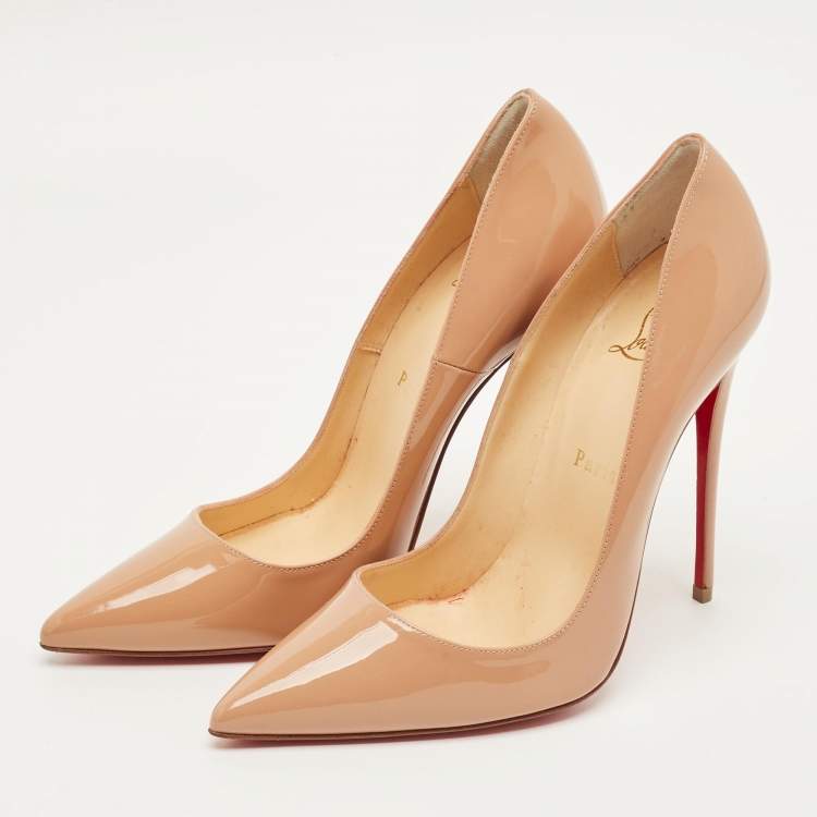 Pre Owned Christian Louboutin So Kate Size 38 Beige Patent Leather Pumps