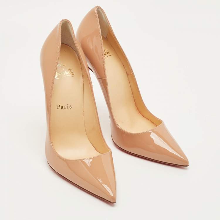 Pre Owned Christian Louboutin So Kate Size 38 Beige Patent Leather Pumps