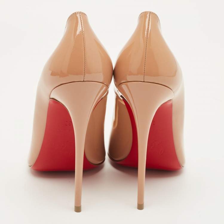 Pre Owned Christian Louboutin So Kate Size 38 Beige Patent Leather Pumps
