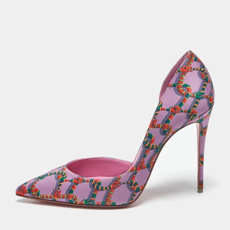 مملوكة مسبقًا Christian Louboutin Iriza Size 38 Purple Snake Print Satin Pumps