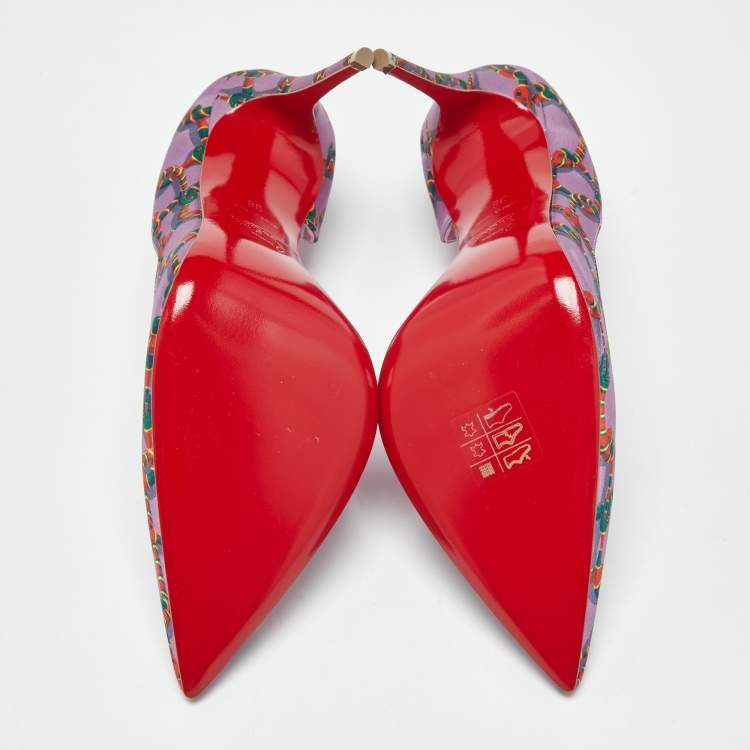 مملوكة مسبقًا Christian Louboutin Iriza Size 38 Purple Snake Print Satin Pumps