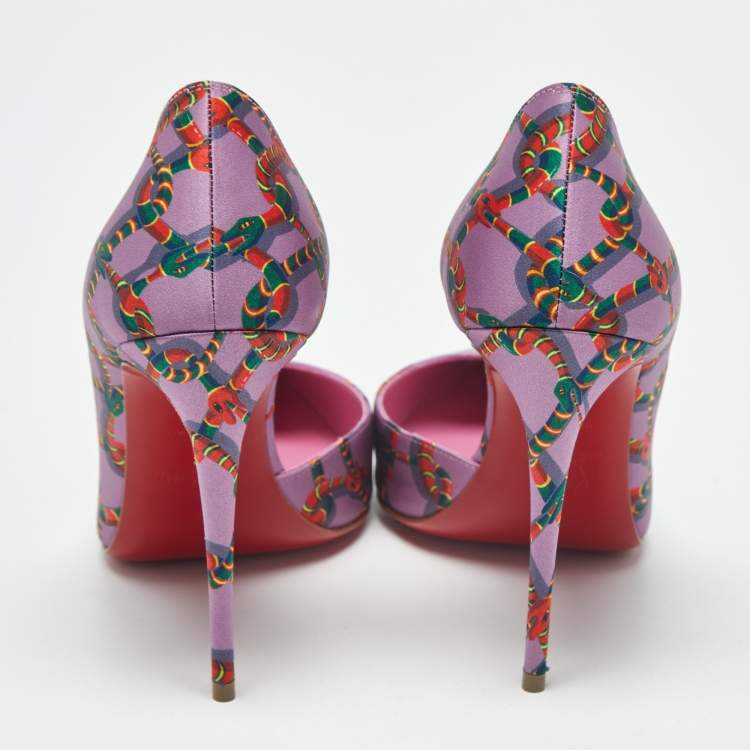 مملوكة مسبقًا Christian Louboutin Iriza Size 38 Purple Snake Print Satin Pumps
