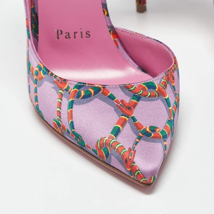 مملوكة مسبقًا Christian Louboutin Iriza Size 38 Purple Snake Print Satin Pumps