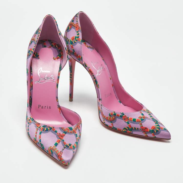 مملوكة مسبقًا Christian Louboutin Iriza Size 38 Purple Snake Print Satin Pumps