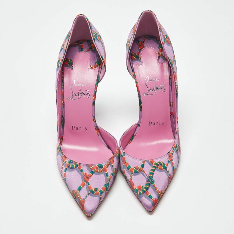 مملوكة مسبقًا Christian Louboutin Iriza Size 38 Purple Snake Print Satin Pumps