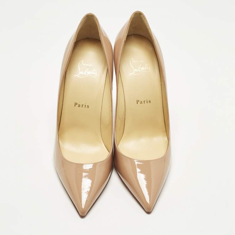Pre Owned Christian Louboutin So Kate Size 39 Beige Patent Leather Pumps