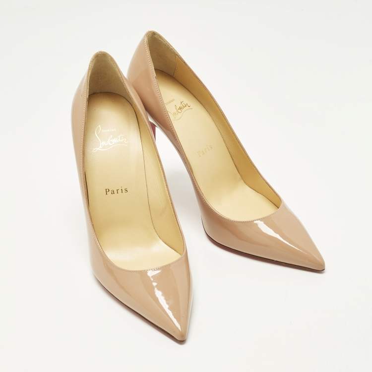 Pre Owned Christian Louboutin So Kate Size 39 Beige Patent Leather Pumps
