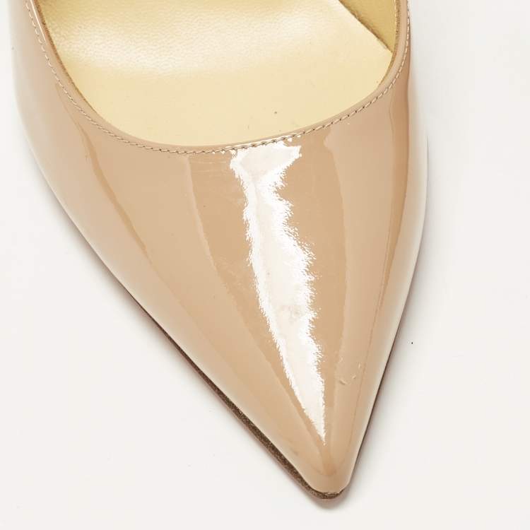 Pre Owned Christian Louboutin So Kate Size 39 Beige Patent Leather Pumps