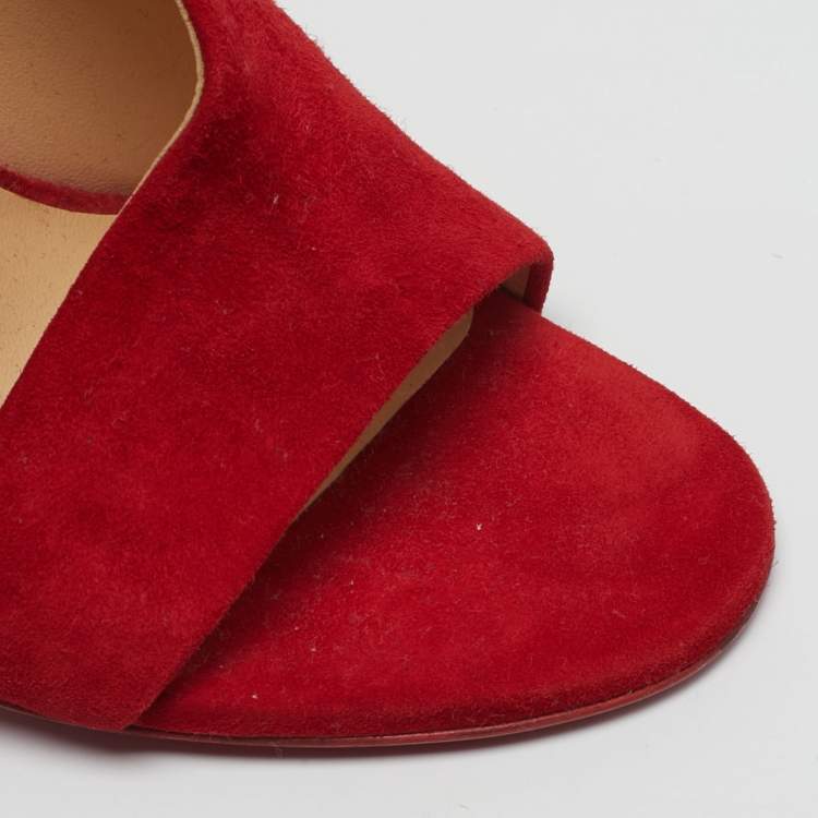 Pre Owned Christian Louboutin Phoebe Size 36 Red Suede Half D'orsay Open Toe Pumps
