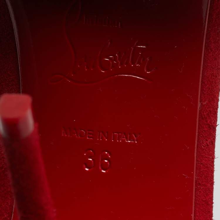 Pre Owned Christian Louboutin Phoebe Size 36 Red Suede Half D'orsay Open Toe Pumps